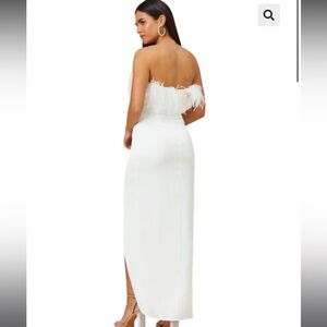 Aidan Mattox white maxi feather gown wedding rehearsal 0 XS bridal